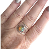 Ethiopian Opal Solid 925 Sterling Silver Ring Adj