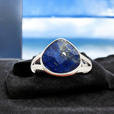 Faceted Blue Lapis Solid 925 Sterling Silver Ring 7.5
