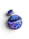 Purple Dendritic Opal & Amethyst Solid 925 Sterling Silver Pendant