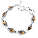 Tiger Eye Solid 925 Sterling Silver Bracelet