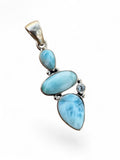Caribbean Larimar & Blue Topaz Solid 925 Sterling Silver Pendant