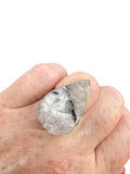 Rough Tourmaline in Quartz Solid 925 Sterling Silver Ring 6