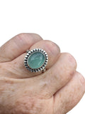 Aqua Chalcedony Solid 925 Sterling Silver Ring 9