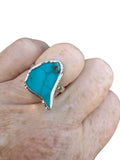 Number 8 Turquoise Solid 925 Sterling Silver Ring 7