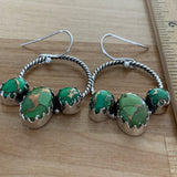 Kingman Green Turquoise Solid 925 Sterling Silver Earrings