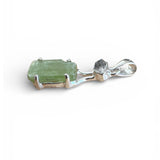 Rough Green Kyanite & Herkimer Diamond Solid 925 Sterling Silver Pendant