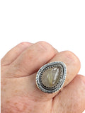 Gold Rutilated Quartz Solid 925 Sterling Silver Ring 8.5