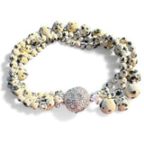 Dalmatian Jasper Magnetic beaded Bracelet 7.5 inch