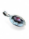 Kingman Pink Dahlia Turquoise Shadow Box Solid 925 Sterling Silver Pendant