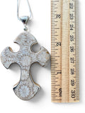 Flower Coral Cross Solid 925 Sterling Silver Statement Pendant with 18” Chain