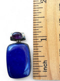 Blue Lapis & Amethyst Solid 925 Sterling Silver Pendant
