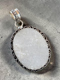 Snow Druzy Silver Overlay Pendant