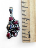 Kingman Red Rose Dahlia Half Flower Solid 925 Sterling Silver Pendant