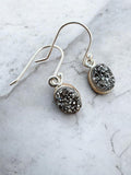 Pyrite Druzy Solid 925 Sterling Silver Earrings