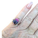 Kingman Pink Dahlia Turquoise Solid 925 Sterling Silver Ring 5