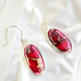 Kingman Red Rose Dahlia Solid 925 Sterling Silver Earrings
