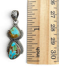 Double Sonoran Gold Turquoise Solid 925 Sterling Silver Pendant