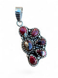 Kingman Red Rose Dahlia Half Flower Solid 925 Sterling Silver Pendant