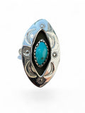 Kingman Turquoise Shadow Box Solid 925 Sterling Silver Ring 6
