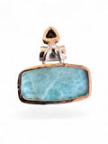Caribbean Larimar & Blue Topaz Solid 925 Sterling Silver Pendant