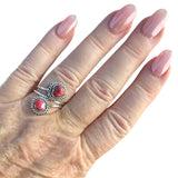 Kingman Pink Dahlia Turquoise Solid 925 Sterling Silver Ring ADJ