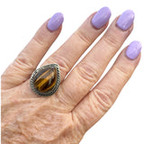 Tiger Eye Solid 925 Sterling Silver Ring 7