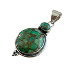 Green Mojave Turquoise Solid 925 Sterling Silver Pendant