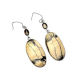 Porcelain Jasper & Smoky Topaz Solid 925 Sterling Silver Earrings