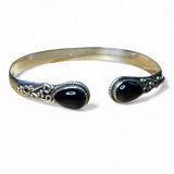 Black Onyx Solid 925 Sterling Silver Bangle Bracelet