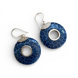 Blue Coral Solid 925 Sterling Silver Earrings