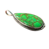Green Mojave Turquoise Solid 925 Sterling Silver Pendant