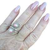 Kingman Red Rose Dahlia Solid 925 Sterling Silver Ring ADJ