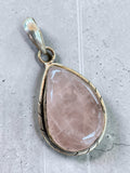 Rose Quartz Solid 925 Sterling Silver Pendant