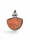 Sponge Coral & Garnet Solid 925 Sterling Silver Pendant