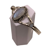 AAA+ Rainbow Moonstone Solid 925 Sterling Silver Cuff Bracelet