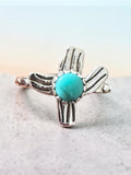 Kingman Turquoise Cactus Solid 925 Sterling Silver Ring 8