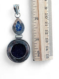 Blue Sandstone & Lapis Silver Overlay Pendant
