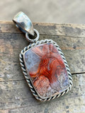 Crazy Lace Agate Solid 925 Sterling Silver Pendant