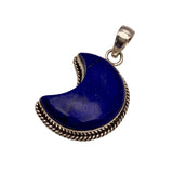 MOON Blue Lapis Solid 925 Sterling Silver Pendant