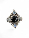 Black Onyx & Moonstone Solid 925 Sterling Silver Ring 11