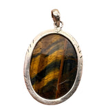 Tigers Eye Solid 925 Sterling Silver Pendant