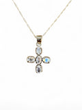 Cross Rainbow Moonstone Solid 925 Sterling Silver Pendant with chain