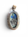 Azurite Chrysocolla Solid 925 Sterling Silver Pendant