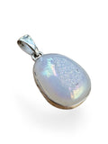 White Aura Titanium Druzy Solid 925 Sterling Silver Pendant