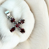 CROSS Garnet Solid 925 Sterling Silver Pendant