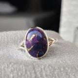 Kingman Purple Mojave Turquoise Solid 925 Sterling Silver Ring 7