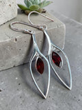 Garnet Solid 925 Sterling Silver Earrings