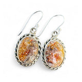Crazy Lace Agate oval Solid 925 Sterling Silver Earrings