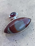 Noreena Jasper & Garnet Solid 925 Sterling Silver Pendant