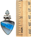 Blue Dendritic Opal & Blue Toothbrush Solid 925 Sterling Silver Pendant